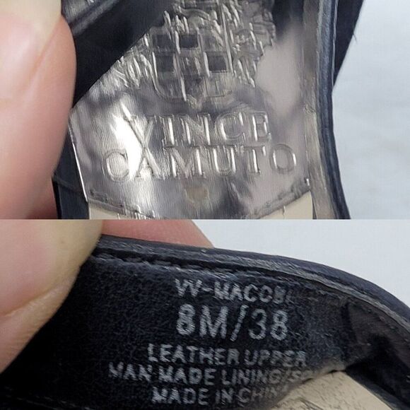 Vince Camuto Macobi Strappy Black Leather Kitten Heels Size 8 Ankle Strap Baddie - Picture 3 of 13